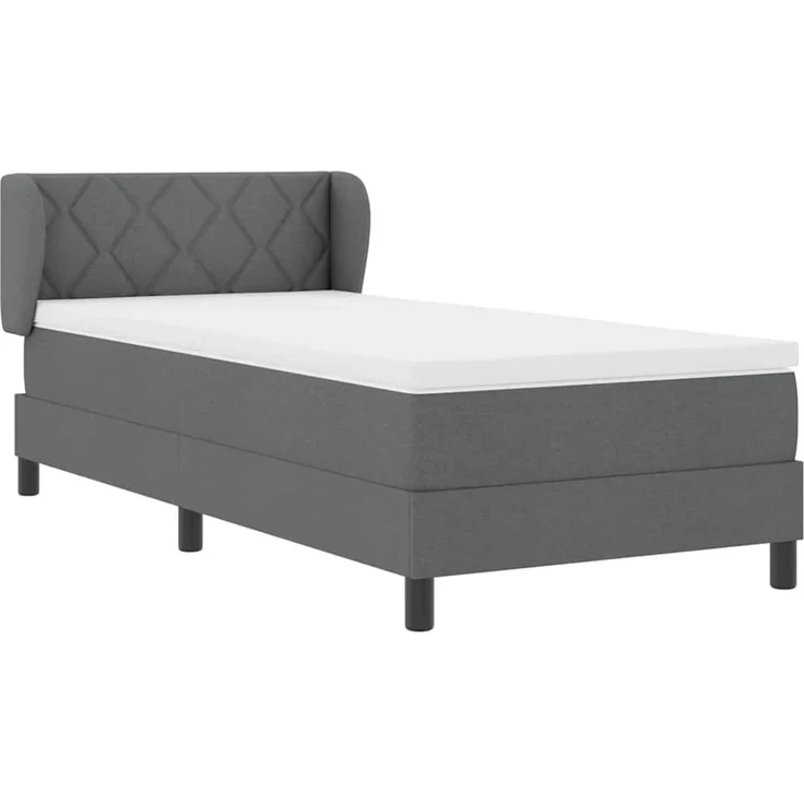 vidaXL Boxspringbett mit Kopfteil Dunkelgrau 90 x 190 cm Stoff 3340060 – Bild 6
