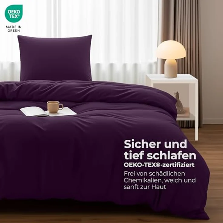 Utopia Bedding Bettwäsche 135x200 Set - Mikrofaser Bettbezug 135x200 cm + 1 Kissenbezug 80x80 cm - Lila – Bild 3