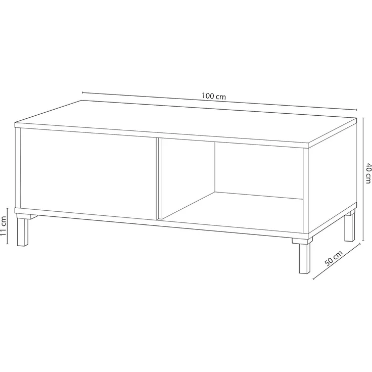 Habitdesign Couchtisch, Melamin Holz, Eiche Nodi und Anthrazit, Pequeña – Bild 3