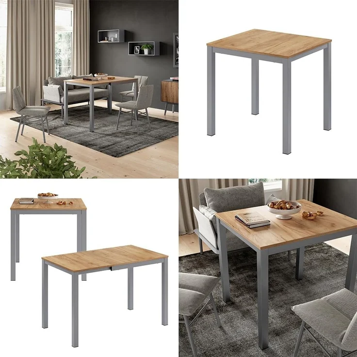 Esstisch Granny Eiche/Grau 120 x 70 cm ausziehbar Vicco – Bild 8