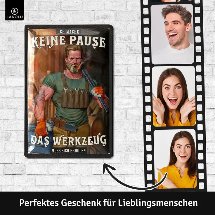 LANOLU Blechschild Ich mache keine Pause - 20x30cm – Metall – Mehrfarbig – 20162 – Bild 3