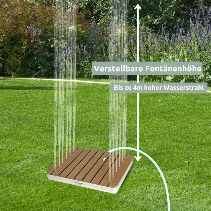 Gartendusche Outdoor eckig TYLIX - WPC Bodendusche 4m Fontänenhöhe mit Fußrad | Außendusche rutschfest Saunadusche Campingdusche wetterfest – Bild 5