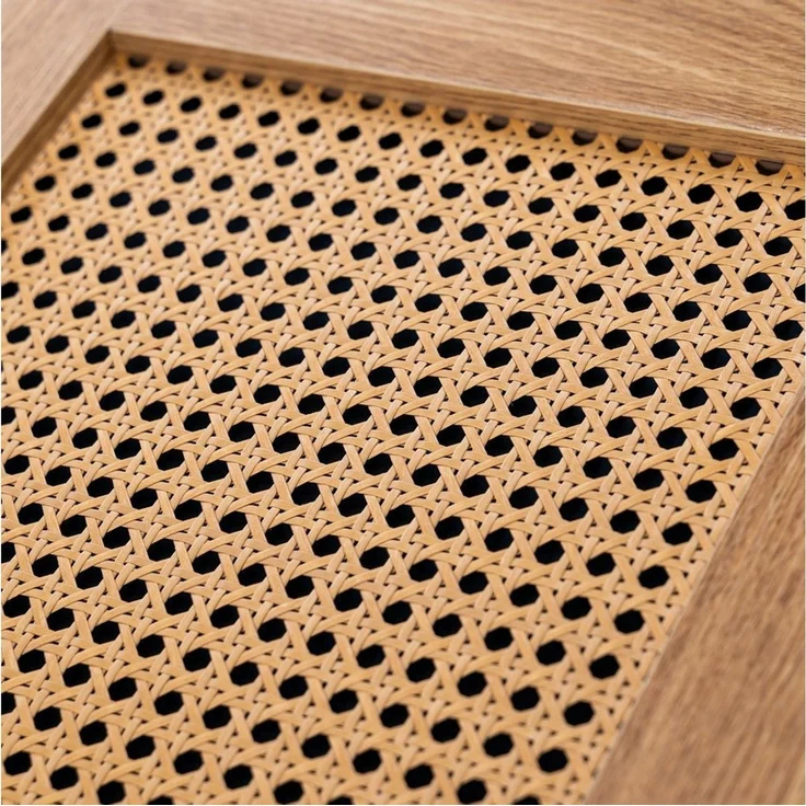 kamelshopping Standregal Wohnregal in Rattan-Optik mit 2 Türen, 2 Schubladen und 6 Fächer, Wohnzimmer-Regal aus Metall / MDF-Holz, stehend, 75 x 167,5 x 35 cm – Bild 2
