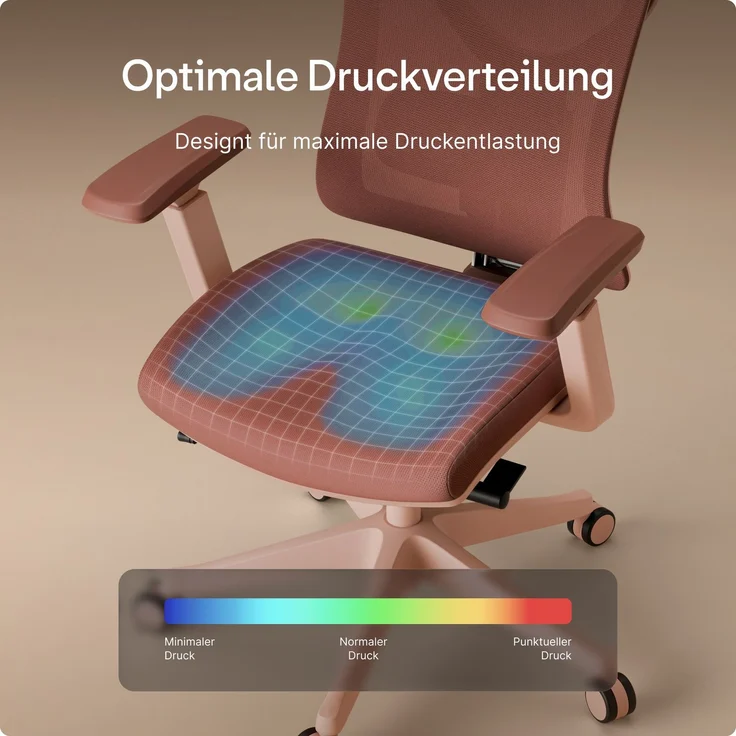 Desktronic Bürostuhl Verstellbarer Ergonomischer SitPro, Rosa 3-Dimensional Armlehne, Integrierte 5-Wege-Lendenwirbelstütze – Bild 8