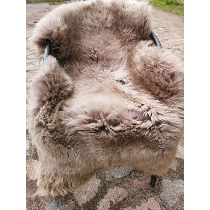 Provellus Fellteppich Lammfell Schaffell Taupe Öko Fell Dicht Weich L-XXL Unikat, 100-110 cm x 50-60 cm