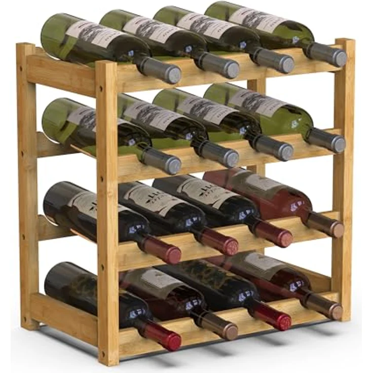 BAKAJI Weinregal aus Bambusholz mit 6 Fächern für Champagner, Flaschenregal für Bar, Wohnzimmer, Küche, Bistro, Restaurant, 43,5 x 25 x 43 cm (Natur) – Bild 2
