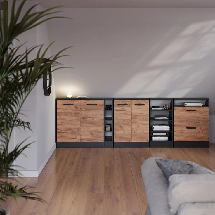 Küchenschrank für Dachschrägen R-Line Anthrazit 40 cm mit 4 Fächern Vicco – Bild 6