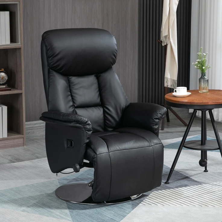 MELAYR, Relaxsessel, Liegefunktion, Lederoptik, Fußstütze, bis 150 kg, 78 x 80 x 109 cm, Schwarz – Bild 4