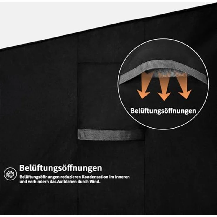 Dokon 3 Sitzer Gartenbank Abdeckung mit Belüftungsöffnungen, Wasserdicht Winddicht UV-Beständiges Schwerlast 600D Oxford Gewebe Schutzhülle für Gartenbank, Gartensofa (163 x 66 x 63/89cm) - Schwarz – Bild 7