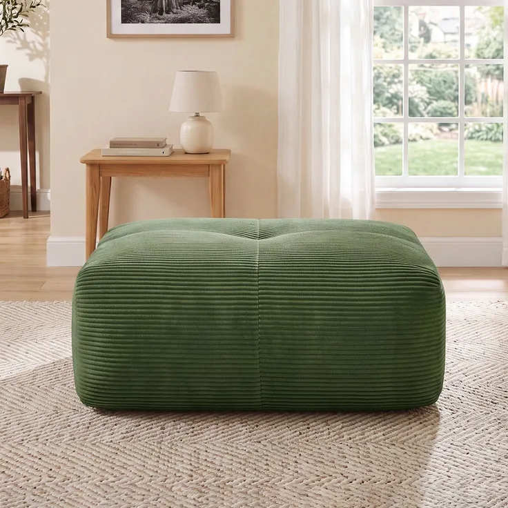 Hamlet Ottoman Cordstoff-Green--Grün--92.5x75x40cm--YOUDENOVA
