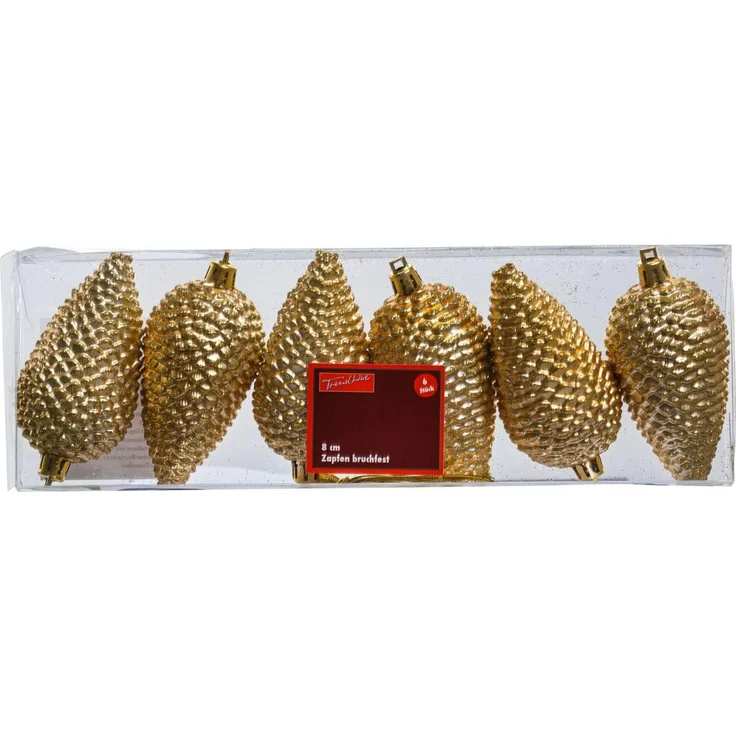 TrendLine Zapfen 6 Zapfen in Gold Weihnachtsbaum Weihnachtsdekoration Deko – Bild 3