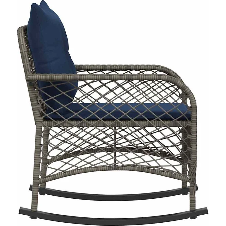 vidaXL Garten-Schaukelstuhl mit Kissen Grau Poly Rattan 4104200 – Bild 4