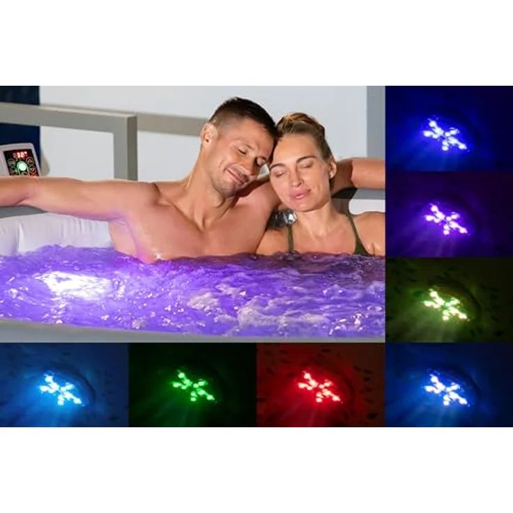 Bestway LAY-Z-SPA Xtras 7-farbiges LED-Licht, wasserdicht mit einfacher Installation, 9,2 x 6,2 cm – Bild 9