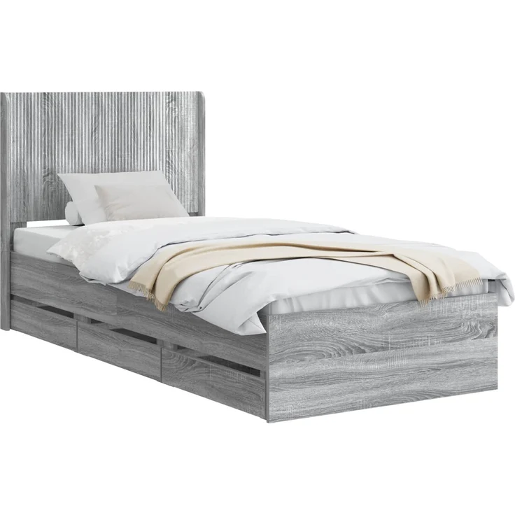 vidaXL Bettgestell mit Stauraum und Kopfteil Sonoma-Grau 90 x 190 cm 3413988 – Bild 2