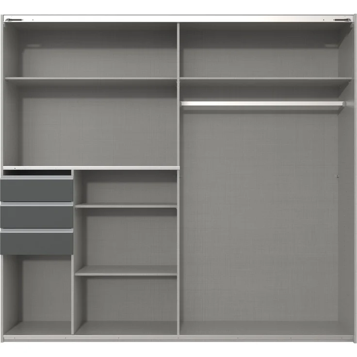 Schlafzimmer-Set >Tilburg< (5tlg. ) Schrank, Bett 188x92x210cm, Kommoden, Saharagrau, Abs. Grafit – Bild 4