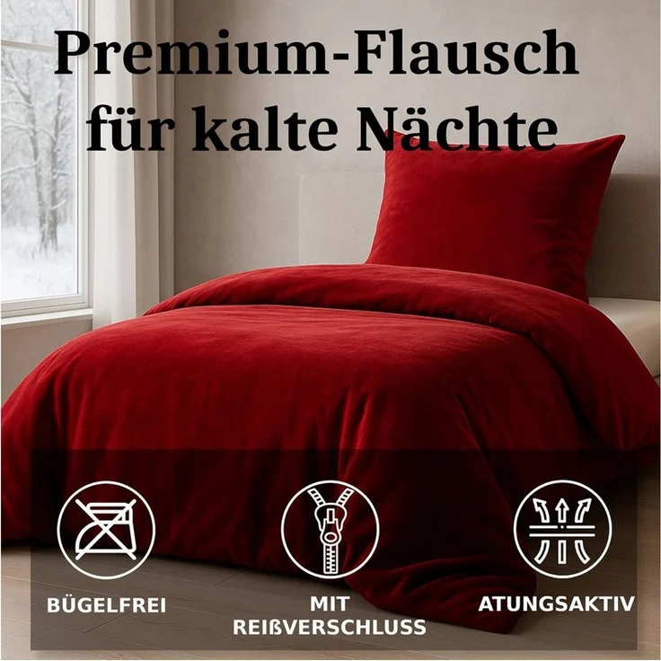Malika Bettwäsche aus 100% Mikrofaser, 155x220 + 80x80 cm Cashmere Touch, Bordo, Cashmere Touch, 2 teilig, Für Allergiker geeignet, pflegeleicht, angenehm weicher Stoff – Bild 2