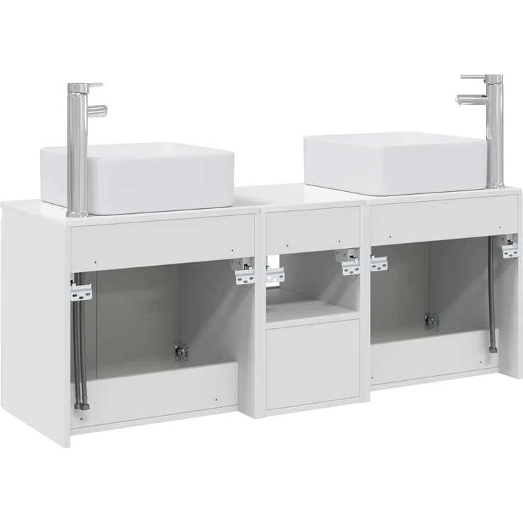 vidaXL Badezimmerschrank-Set 3 stk. Hochglanz Weiß 135 x 35 x 80 cm 3405661 – Bild 8