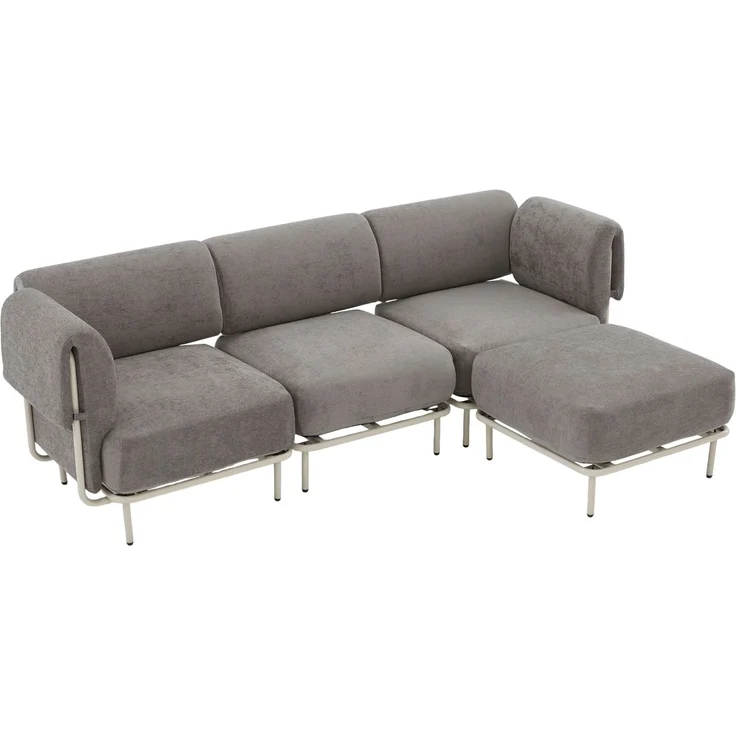 DESVIAE Sofa Grau aus Chenille – 251x78x155 cm – modular, Hocker – Bild 6