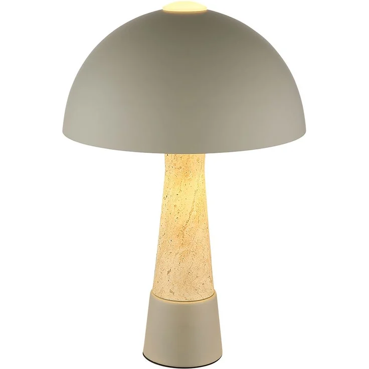 Tischleuchte, Schalter, grau, Travertin-Optik, H 36,5 cm – Bild 1