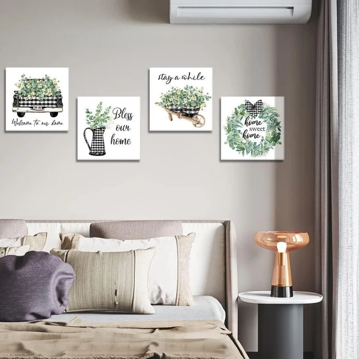 Leinwandbilder 4 Teilig Wandbild Kunstdruck Sweet Home Theme 30x30cm – Bild 6