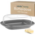 uandu home Butterdose mit Deckel Kunststoff, Butterbehälter, Butter dish, Butterdosen, (Butterschale mit Deckel, Butterdose spülmaschinenfest, Butterbox, Butter Box Dose)