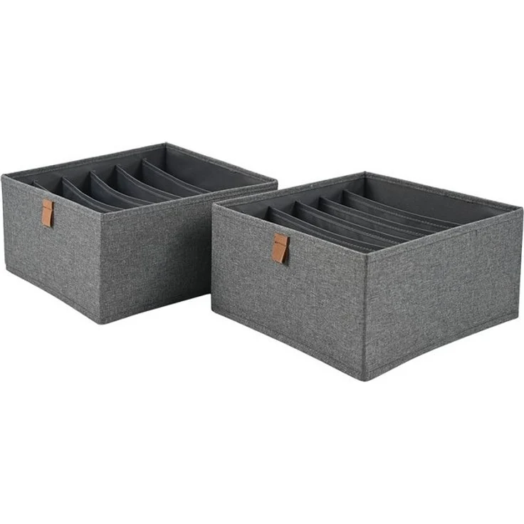 hausleben Organizer Box 2er Set – 6 Fächer je Box, Faltbare Aufbewahrungsbox aus Stoff 30x30x15cm – Bild 3