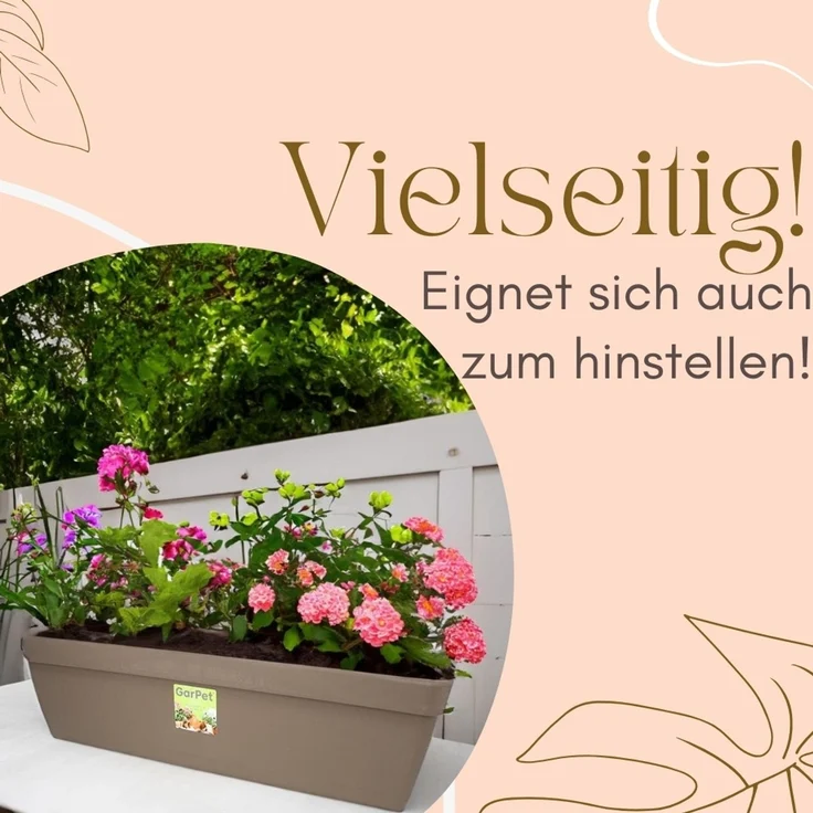 GarPet Balkonkasten 2er Set Blumenkasten Balkon Geländer Halterung Wasserspeicher 50 cm – Bild 5