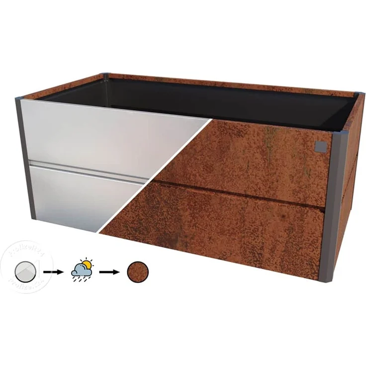 PRIMEYARD 200 x 100 x 77 cm Hochbeet Nele, Cortenstahl, Rost-Optik – Bild 2