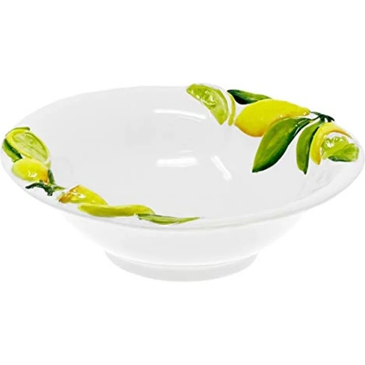 Lashuma Obstschale Zitrone, Keramik, (1-tlg), Weiße Servierschüssel mit Zitronen Dekor 26 cm Ø – Bild 1