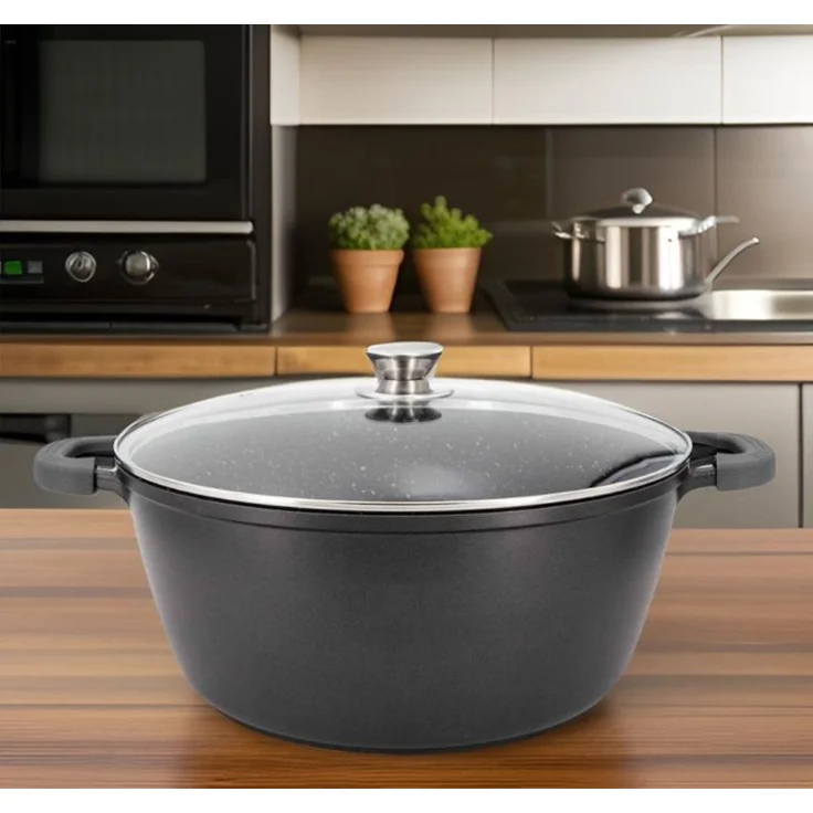 XXL Kochtopf mit Deckel ø44 cm mit Marmorbeschichtung ca. 23 L - Schwarz – Bild 6