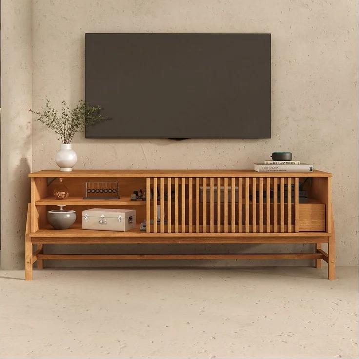 IDIMEX Lowboard ADAMO, Sideboard 145 cm aus Massivholz mit Lamellen-Schiebetür Eiche Finish – Bild 2