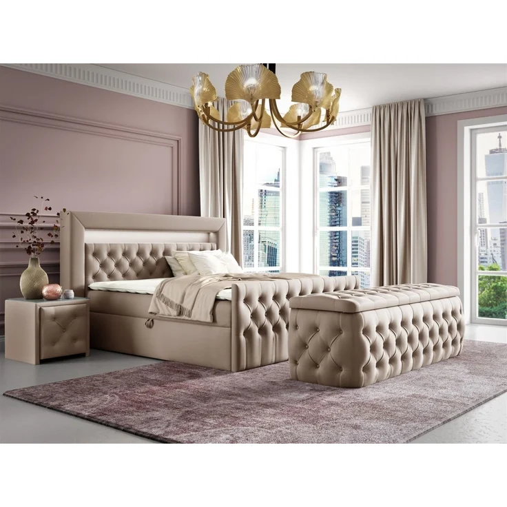 Polsterhocker mit Stauraum ERNESTO 140x50x45 cm Elisa Velvet Beige – Bild 5