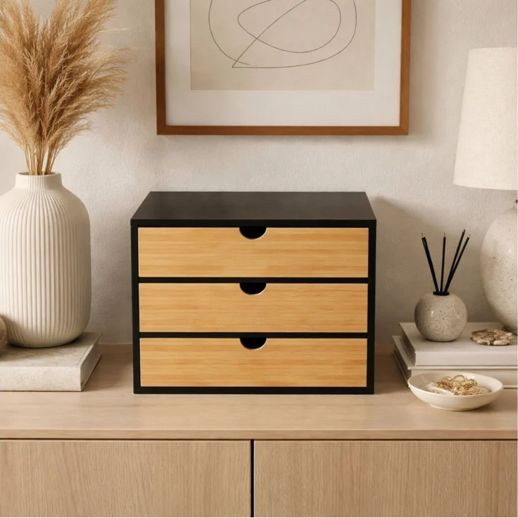 EDAXO Aufbewahrungsbox Bambus-Schreibtischorganizer mit Schubladen HEGO, 25 cm – Bild 3