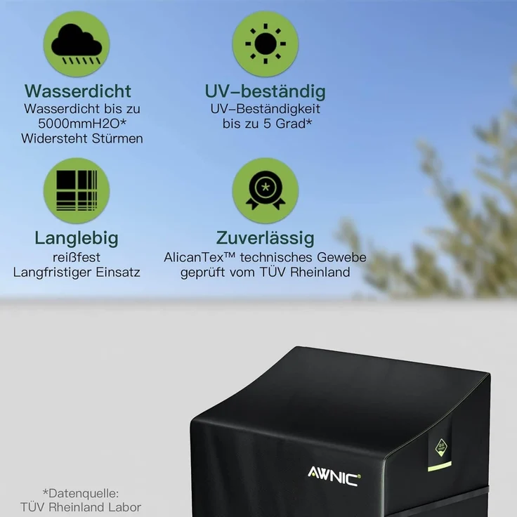 Awnic Bank Abdeckung Schutzhülle für Gartenbank 3 Sitzer Reißfest Wasserdicht Anti-UV (reißfestes Oxfordgewebe, 2-Sitzer Bank 420D) – Bild 3