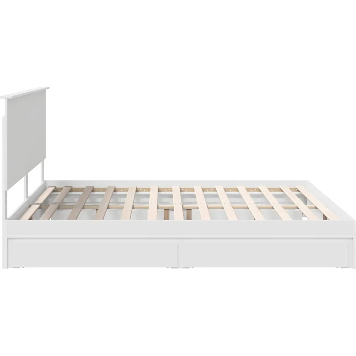 vidaXL Aufbewahrungsbett mit Kopfteil Weiß 200 x 200 cm Holzwerkstoff 3411173 – Bild 8