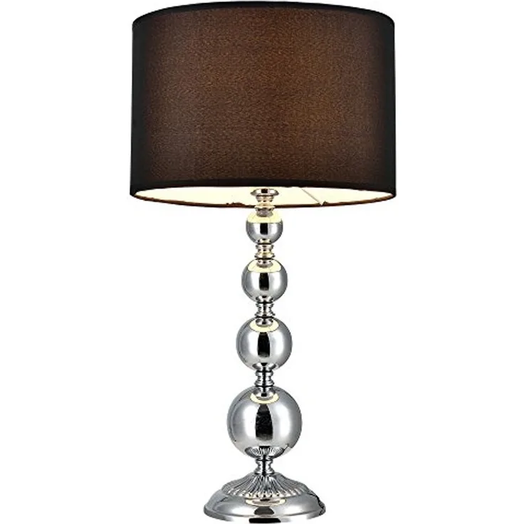 lux.pro 'San Francisco' Tischleuchte, Metall chromfarben / Stoff schwarz, Ø29x51cm, E14