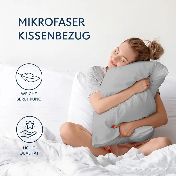 Dreamzie Kissenbezug 40x60 Grau 2er Set Mikrofaser Oeko-TEX Zertifiziert Kopfkissenbezug 40x60 Weich – Bild 3