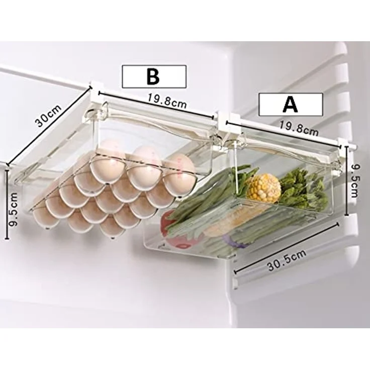 BAYLI Pizzaschneider Eierbehälter für Kühlschrank, Universal Kühlschrank Organizer für 15 – Bild 3