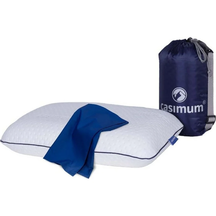 casimum Nackenstützkissen ergonomisches Reisekissen SUPER TRAVEL, Nackenkissen aus Memory Schaum, Füllung: Memory Foam (Memory Schaum), Bezug: Blau, Rückenschläfer, Seitenschläfer, stützend und bequem für unterwegs, 40x25x10cm mit blauem Bezug – Bild 5