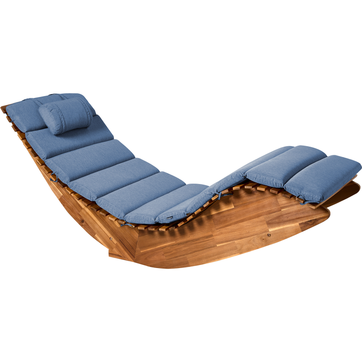 Sonnenliege mit Kissen BRESCIA PREMIUM Akazienholz Blau