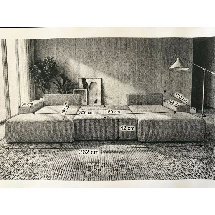 Ecksofa EINAR 362x170 cm mit Schlaffunktion, Bonellfederkern und Bettkasten, Farbe: Dunkelbraun – Bild 5