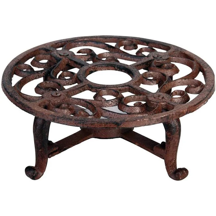 Rustikales Stövchen Warmhalteplatte Rund Gusseisen Braun Antik-Stil 18,5cm – Bild 1