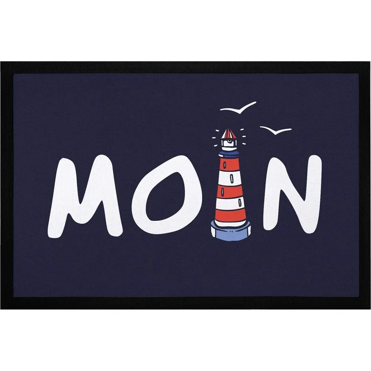 MoonWorks Fußmatte Fußmatte Moin maritim Leuchtturm norddeutsch Hallo Willkommen rutschfest & waschbar Moonworks®, rechteckig