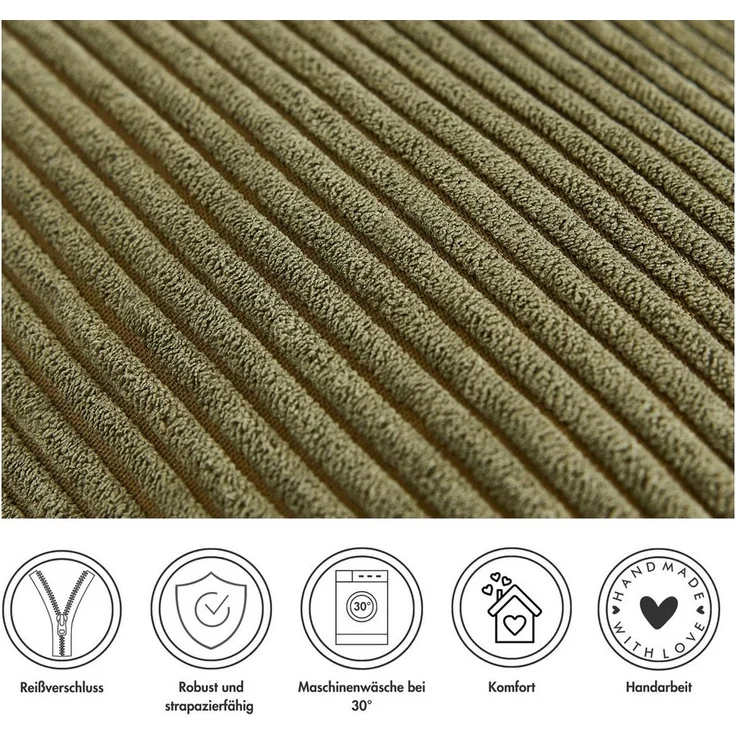 Andiamo Dekokissen Cord Kissen Emy, Kissenhülle mit Füllung, Sofakissen, eckig, 40x40 oder 30x50 cm, auch als 4er Set erhältlich – Bild 3