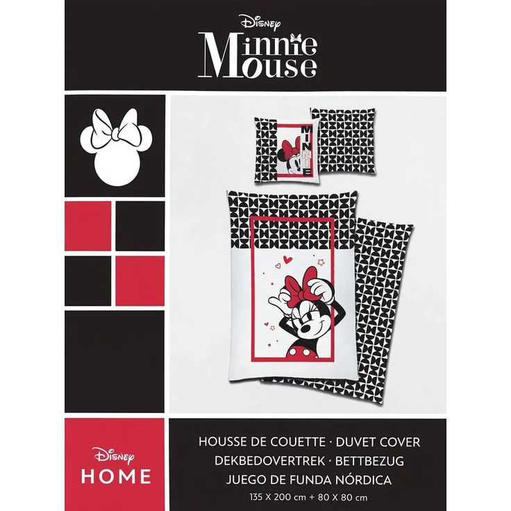 Bettwäsche Minnie in Love weiß rot 135 x 200 cm + 80 x 80 cm Baumwolle – Bild 4