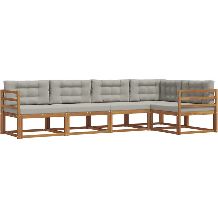 vidaXL Outdoor-Sofagarnitur 5 stk. 5-Sitzer Natur und Hellgrau 3367564 – Bild 2