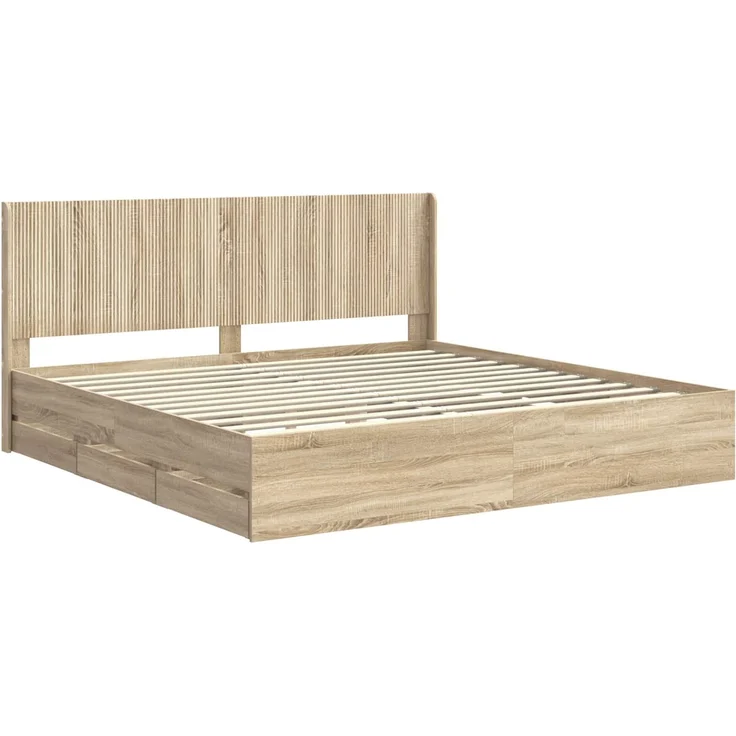 vidaXL Bettgestell mit Stauraum und Kopfteil Sonoma-Eiche 200 x 200 cm 3413919 – Bild 4