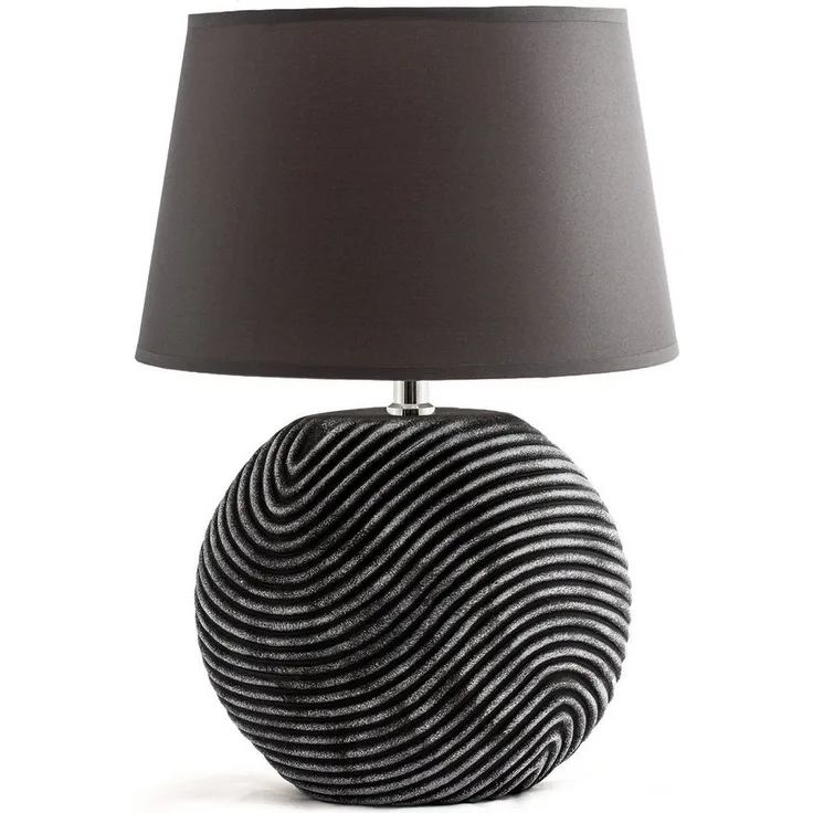 Tischlampe Nachttischlampe Anthrazit Grau, Keramikfuß - 38 cm Hoch