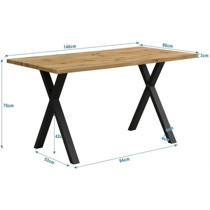 SOFTWEARY Esstisch (Holzoptik, 1-St, 140/80/76 cm), Metallgestell – Bild 4