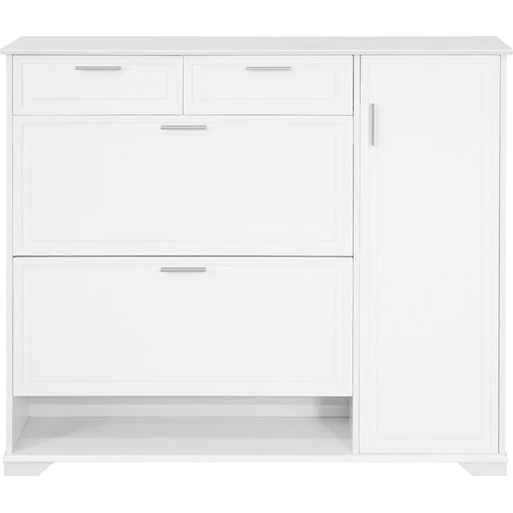 SoBuy FSR104-W Schuhschrank, MDF, Lackiert, Weiß, 102 x 100 x 24 cm